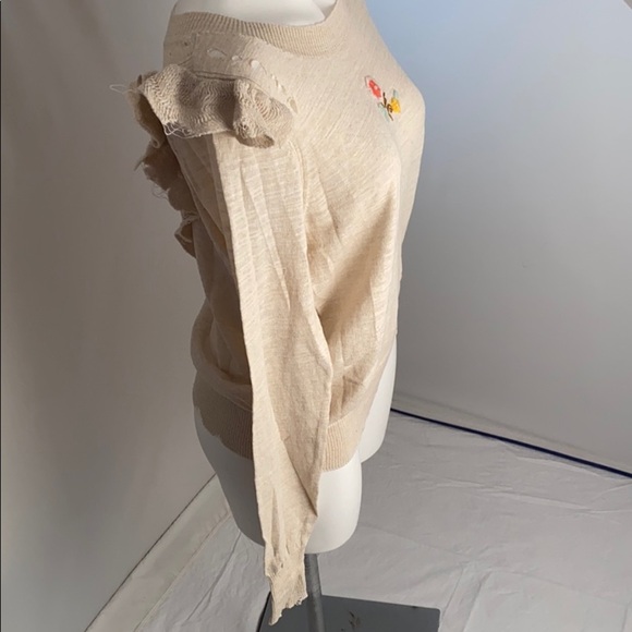 Wildfox Spring Bloom Zanetti in heather nude haze soft knit boho sweater - Picture 3 of 12